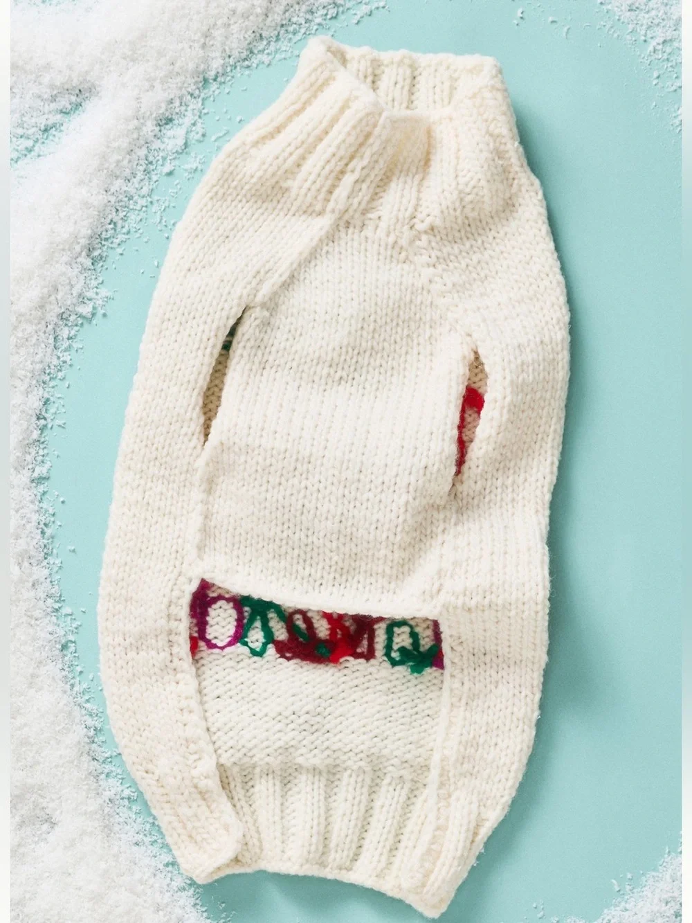 Anthropologie Hand Knit Holiday Dog Sweater - Under the Mistletoe